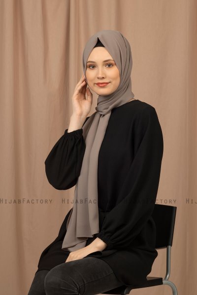 Yildiz - Mørk Sand Crepe Chiffon Hijab