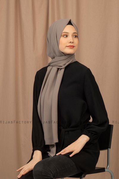 Yildiz - Mørk Sand Crepe Chiffon Hijab
