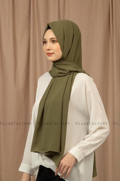 Yildiz - Olivenegrøn Crepe Chiffon Hijab