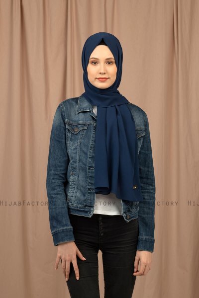 Yildiz - Marine Blå Crepe Chiffon Hijab