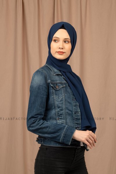 Yildiz - Marine Blå Crepe Chiffon Hijab
