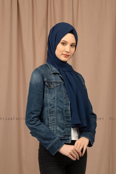 Yildiz - Marine Blå Crepe Chiffon Hijab