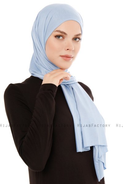 Melek - Lyseblå Premium Jersey Hijab - Ecardin