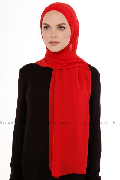 Derya - Rød Praktisk Chiffon Hijab