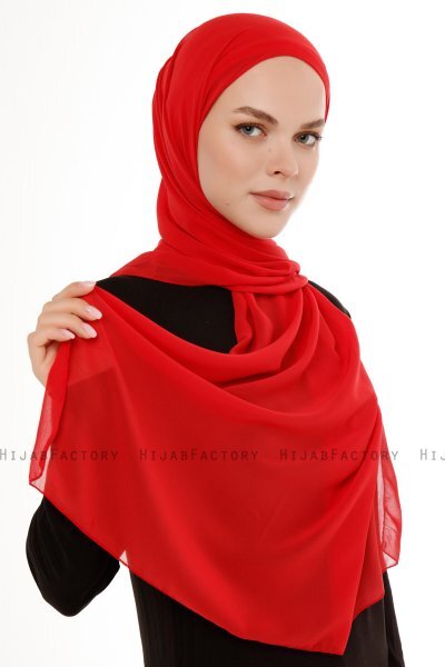 Derya - Rød Praktisk Chiffon Hijab