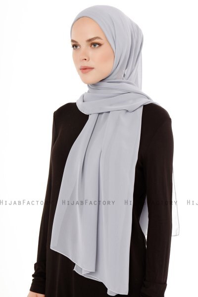 Derya - Lysegrå Praktisk Chiffon Hijab