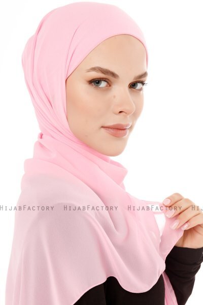 Derya - Pink Praktisk Chiffon Hijab