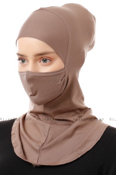 Damla - Mørk Taupe Ninja Hijab Mask Amta