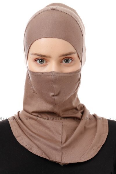 Damla - Mørk Taupe Ninja Hijab Mask Amta