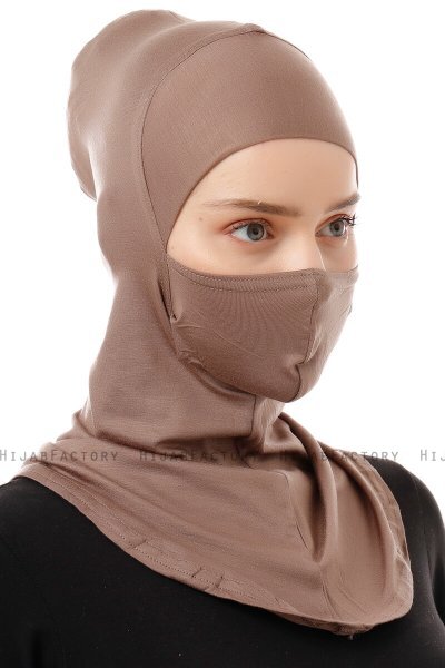 Damla - Mørk Taupe Ninja Hijab Mask Amta