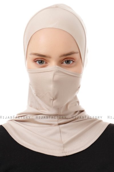 Damla - Lys Taupe Ninja Hijab Mask Amta