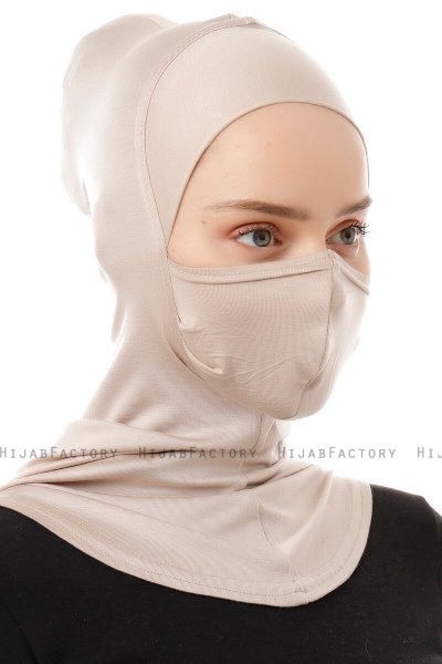 Damla - Lys Taupe Ninja Hijab Mask Amta