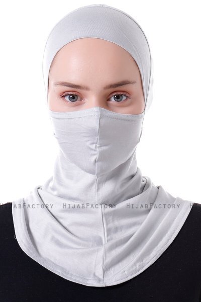 Damla - Lysegrå Ninja Hijab Mask Amta