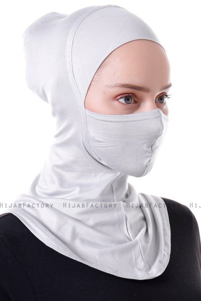 Damla - Lysegrå Ninja Hijab Mask Amta