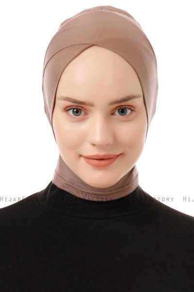 Elnara - Mørk Taupe Cross Hijab Amta