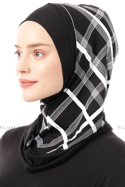 Ekose Plain - Sort & Hvid One-Piece Al Amira Hijab