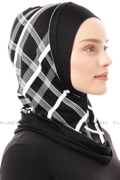 Ekose Plain - Sort & Hvid One-Piece Al Amira Hijab