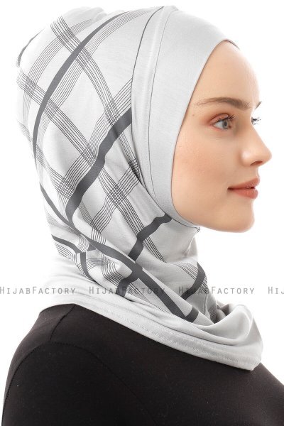 Ekose Plain - Lysegrå One-Piece Al Amira Hijab