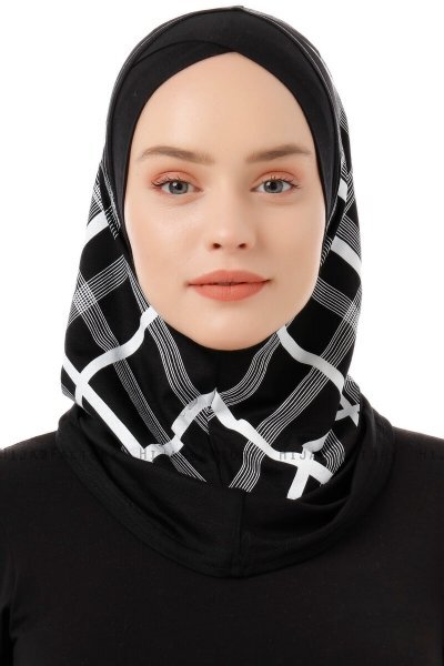 Ekose Cross - Sort & Hvid One-Piece Al Amira Hijab