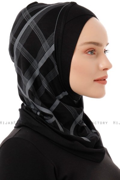 Ekose Cross - Sort & Lysegrå One-Piece Al Amira Hijab