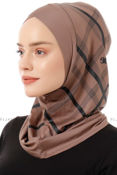 Ekose Cross - Mørk Taupe One-Piece Al Amira Hijab