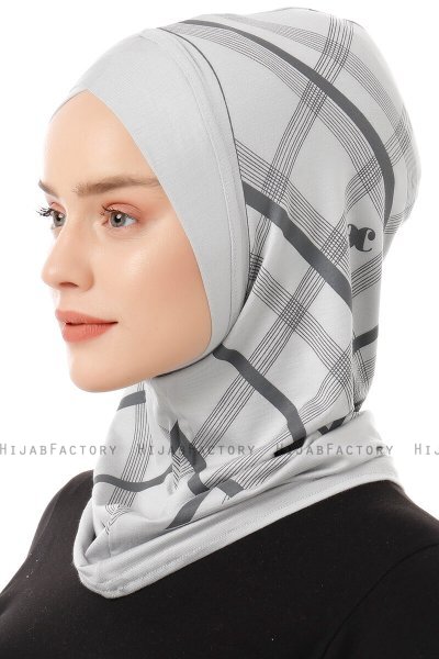 Ekose Cross - Lysegrå One-Piece Al Amira Hijab