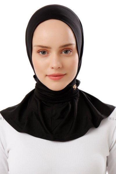 Sportif Plain - Sort & Gold Praktisk Viskos Hijab
