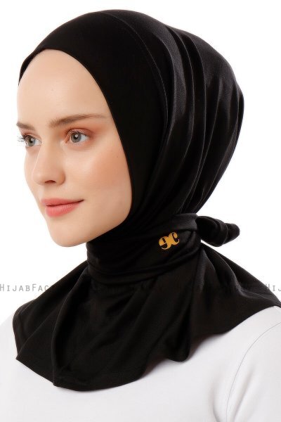 Sportif Plain - Sort & Gold Praktisk Viskos Hijab