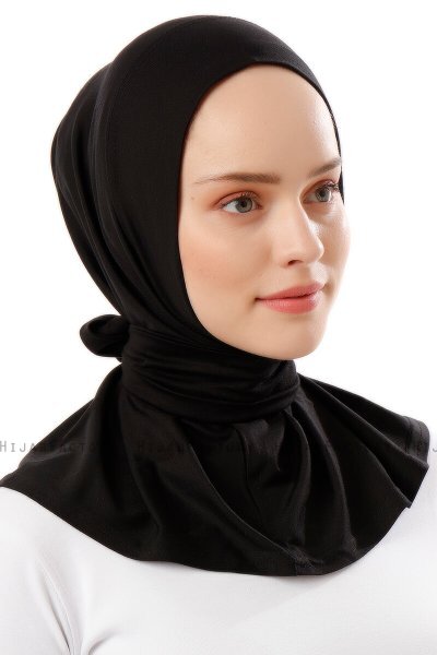 Sportif Plain - Sort & Gold Praktisk Viskos Hijab