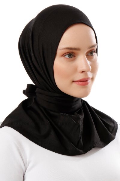 Sportif Plain - Sort & Lysegrå Praktisk Viskos Hijab