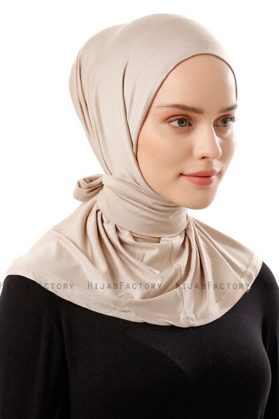 Sportif Plain - Lys Taupe Praktisk Viskos Hijab