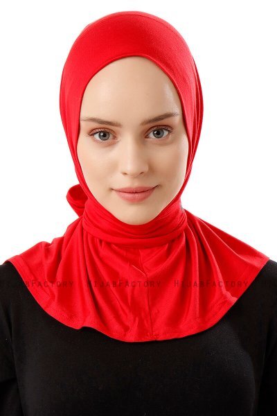 Sportif Plain - Rød Praktisk Viskos Hijab