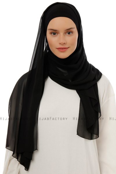 Alara Plain - Sort One Piece Chiffon Hijab