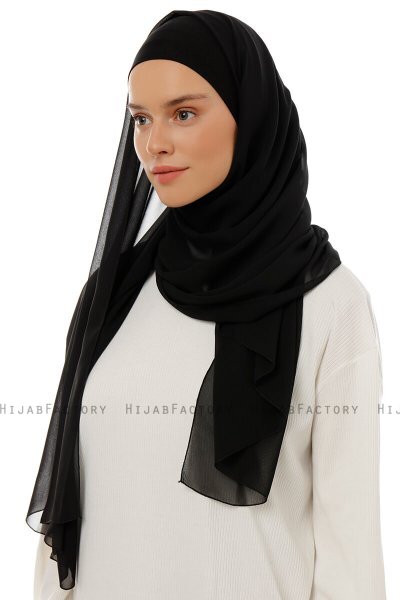 Alara Plain - Sort One Piece Chiffon Hijab
