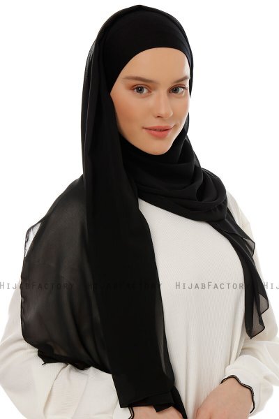 Alara Plain - Sort One Piece Chiffon Hijab
