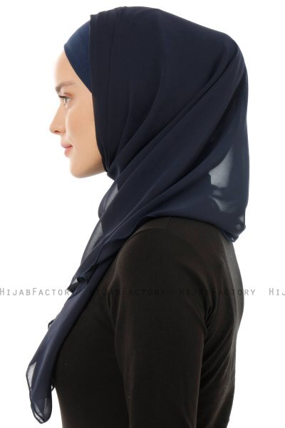 Alara Plain - Marine Blå One Piece Chiffon Hijab