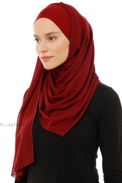 Alara Plain - Bordeaux One Piece Chiffon Hijab