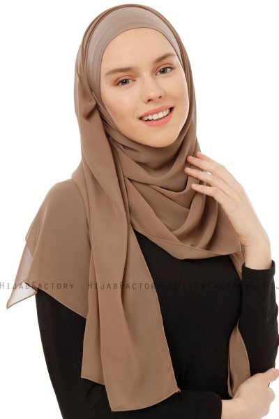 Alara Plain - Mørk Taupe One Piece Chiffon Hijab