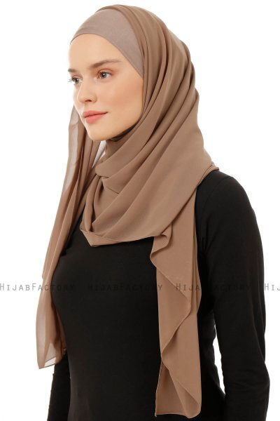Alara Plain - Mørk Taupe One Piece Chiffon Hijab