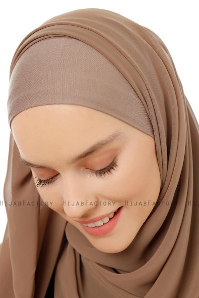 Alara Plain - Mørk Taupe One Piece Chiffon Hijab
