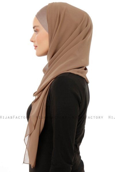 Alara Plain - Mørk Taupe One Piece Chiffon Hijab