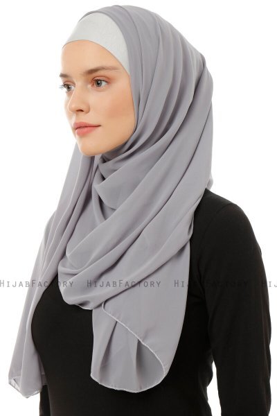 Alara Plain - Mørkegrå One Piece Chiffon Hijab