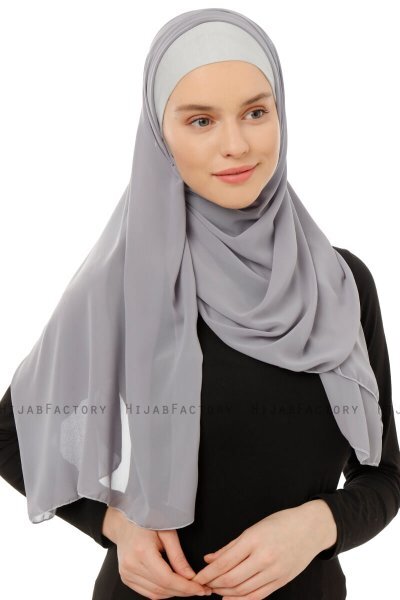 Alara Plain - Mørkegrå One Piece Chiffon Hijab