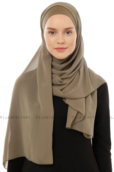 Alara Plain - Olivenegrøn One Piece Chiffon Hijab