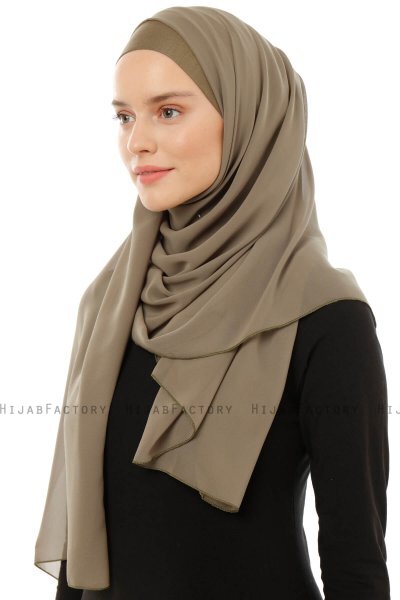 Alara Plain - Olivenegrøn One Piece Chiffon Hijab