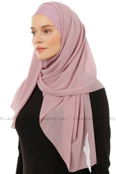 Alara Plain - Lilla One Piece Chiffon Hijab