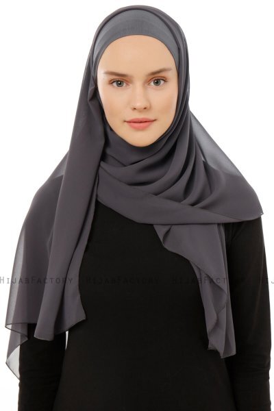 Alara Plain - Anthracite One Piece Chiffon Hijab