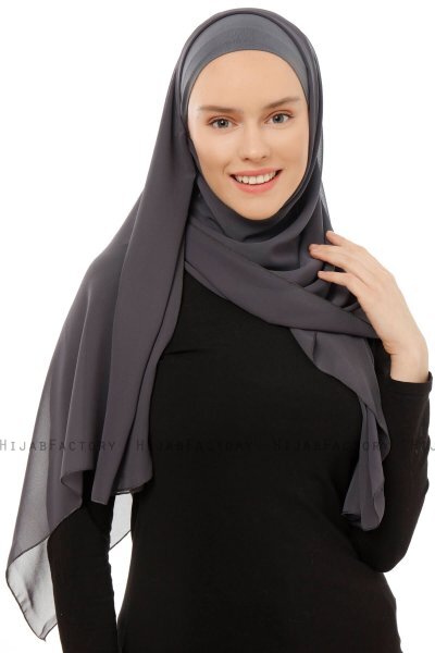 Alara Plain - Anthracite One Piece Chiffon Hijab