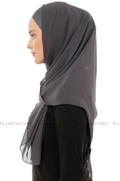 Alara Plain - Anthracite One Piece Chiffon Hijab