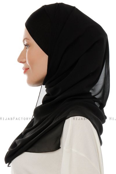 Alara Cross - Sort One Piece Chiffon Hijab